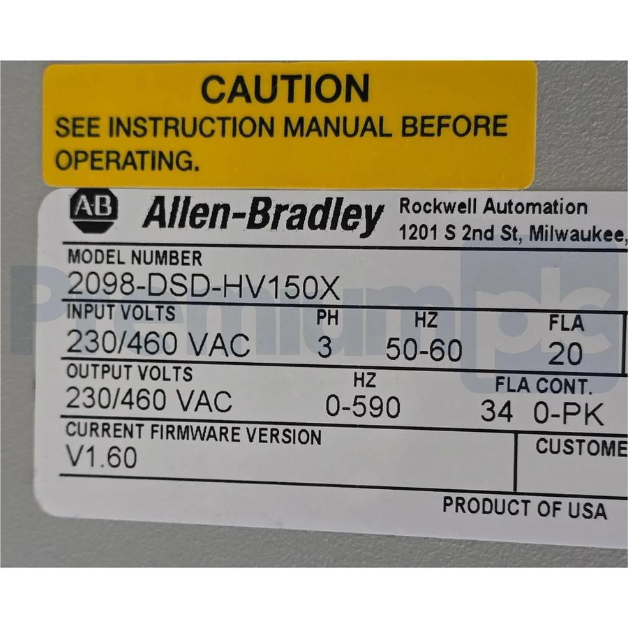 Allen-Bradley 2098-DSD-HV150X /B Ultra3000i Servo Drive 15kW 480V FW 1.60 NSNP