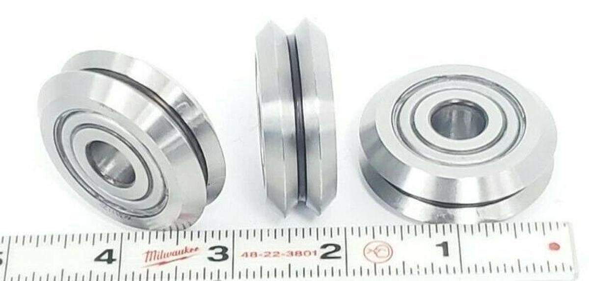Used LOT OF 3 BISHOP WISECARVER X312 W3 DUAL-VEE ROLLER GUIDE WHEELS 54-0030