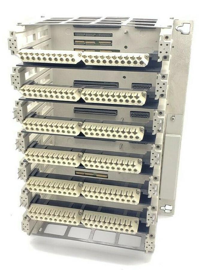 Used MODICON AS-9534-002 984 SERIES 7-SLOT CHASSIS RACK AS-H819-209 W/ WIRING ARMS