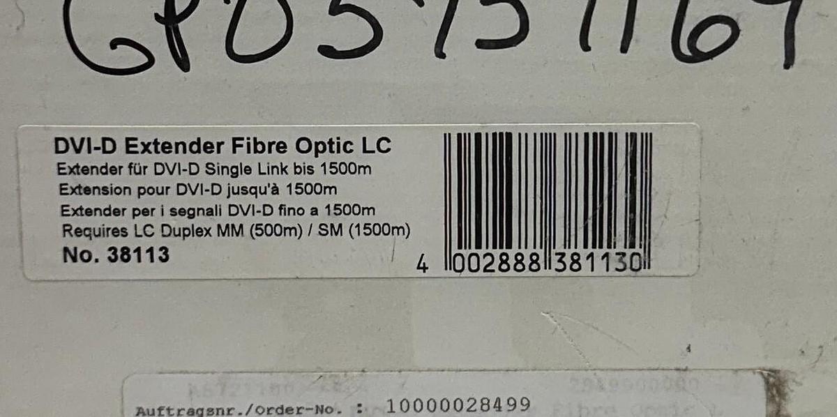 Used LINDY DVI-D / 38113 EXTENDER FIBER OPTIC LC 1500m DVID SINGLE-LINK NSMP
