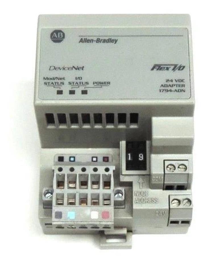 Used ALLEN BRADLEY 1794-ADN DEVICENET FLEX I/O 1794ADN, SER. B, REV. A01, 24 VDC