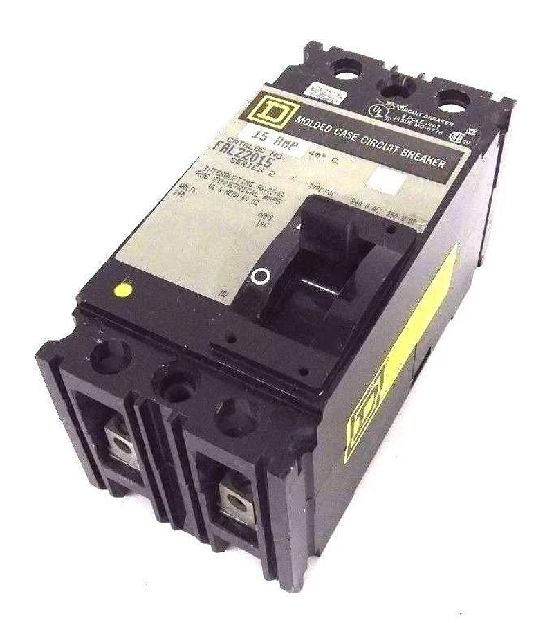 Used SQUARE D FAL22015 CIRCUIT BREAKER 15AMP, SER 2, 240VAC, 250VDC