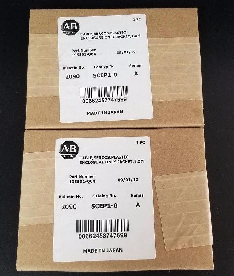 Used LOT OF 2 SEALED ALLEN BRADLEY SCEP1-0 CABLES P/N: 195591-Q04, SER. A