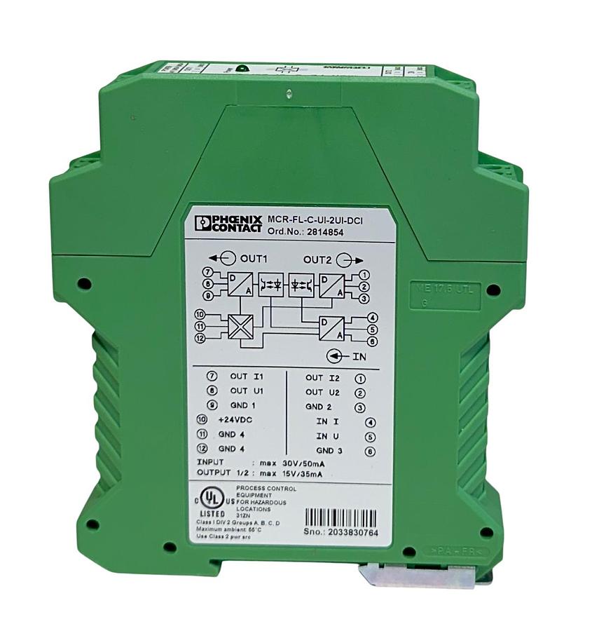 Used PHOENIX CONTACT MCR-FL-C-UI-2UI-DCI-NC / 2814867 SIGNAL CONDITIONER 0-10VDC NSMP