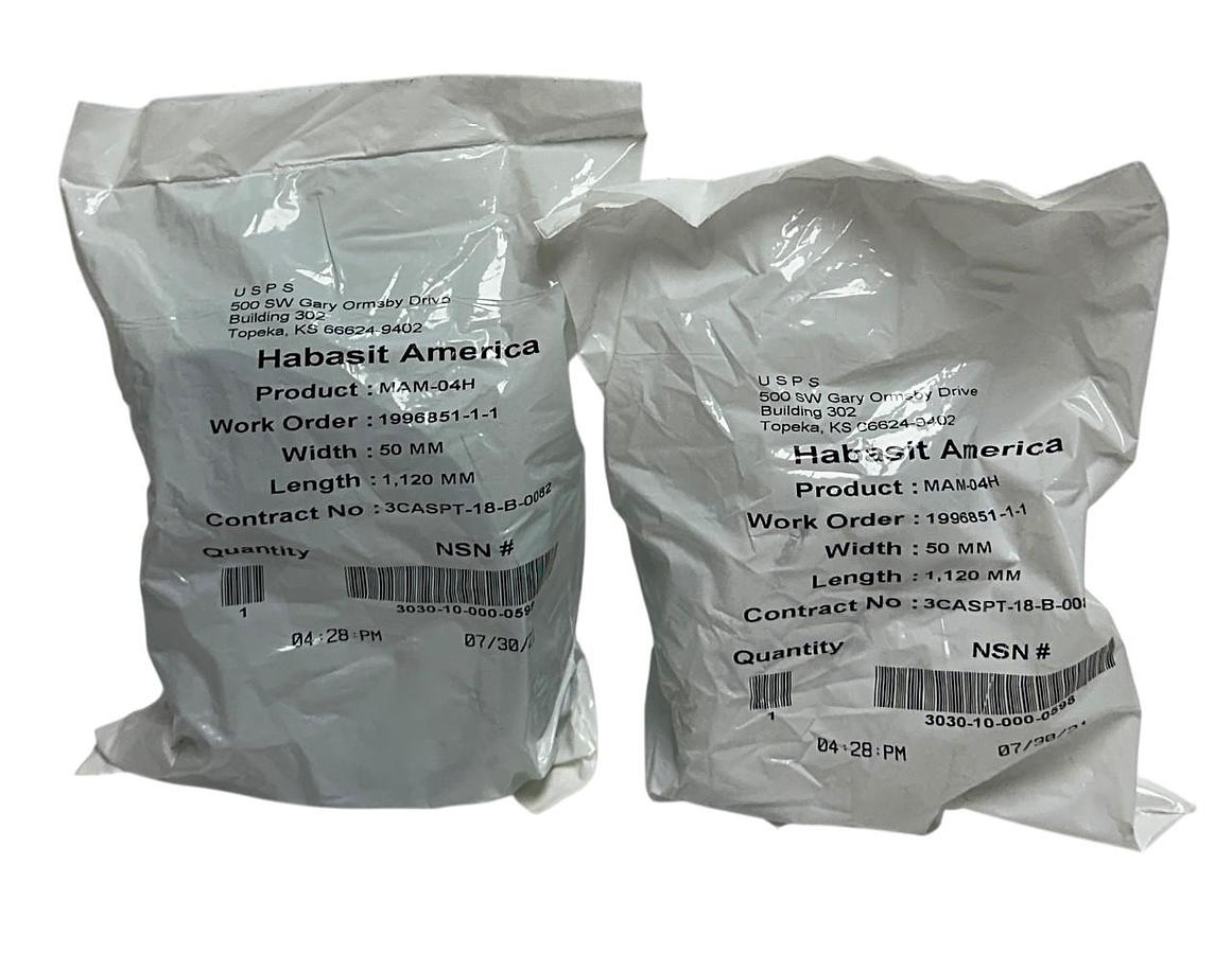 Used 2 HABASIT AMERICA MAM-04H / MAM04H CONVEYOR BELTS W: 50mm L: 1,120mm NSFS