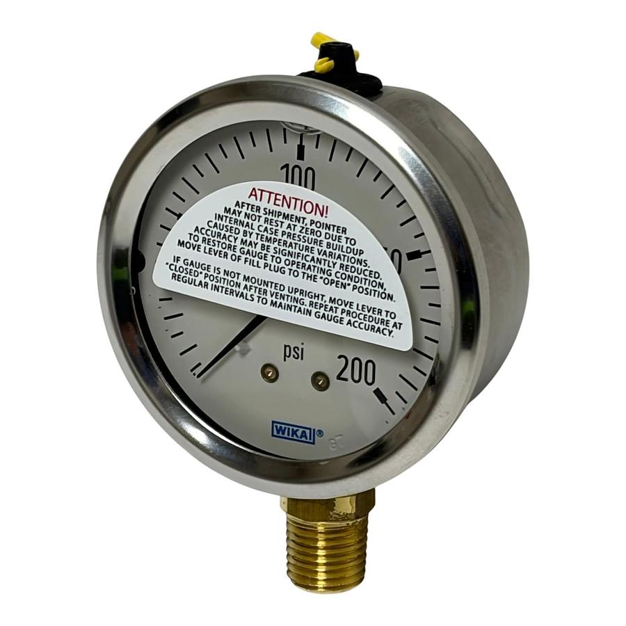 Used Wika 213.53 2.5" Pressure Gauge 0-200 PSI 1/4" NPT Glycerin Filled New in Box