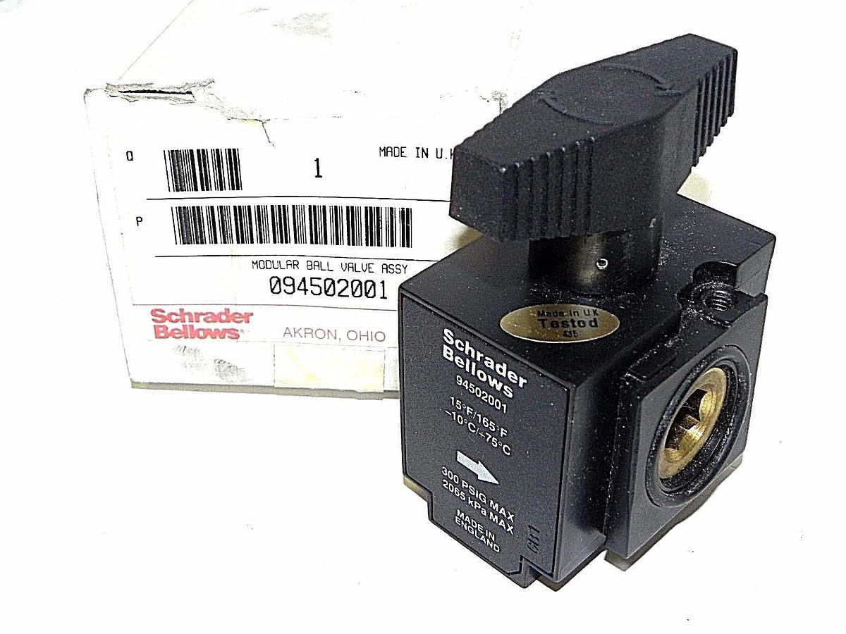 NIB SCHRADER BELLOWS 094502001 MODULAR BALL VALVE ASSY. 94502001