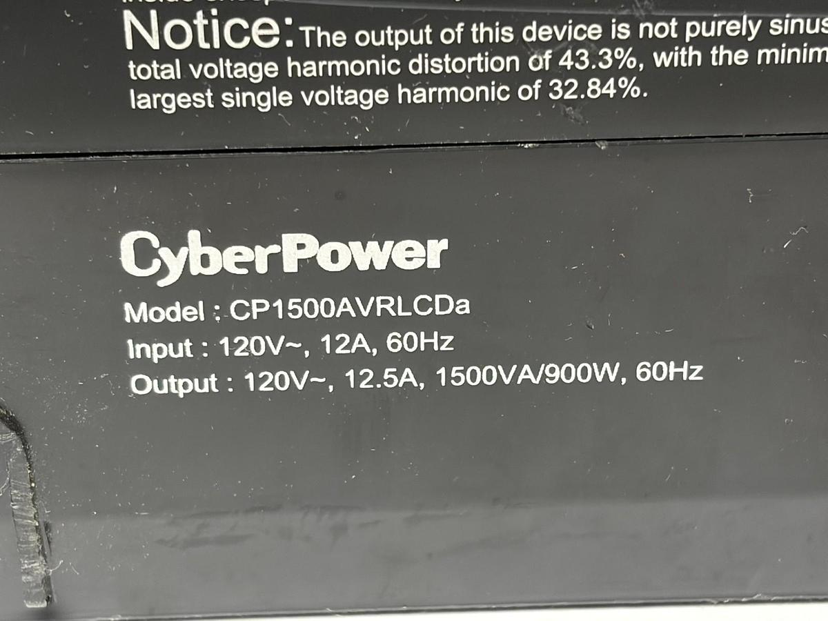 Used CyberPower CP1500AVRLCDa Intelligent LCD UPS Battery Backup 1500VA 900W AVR 12-O