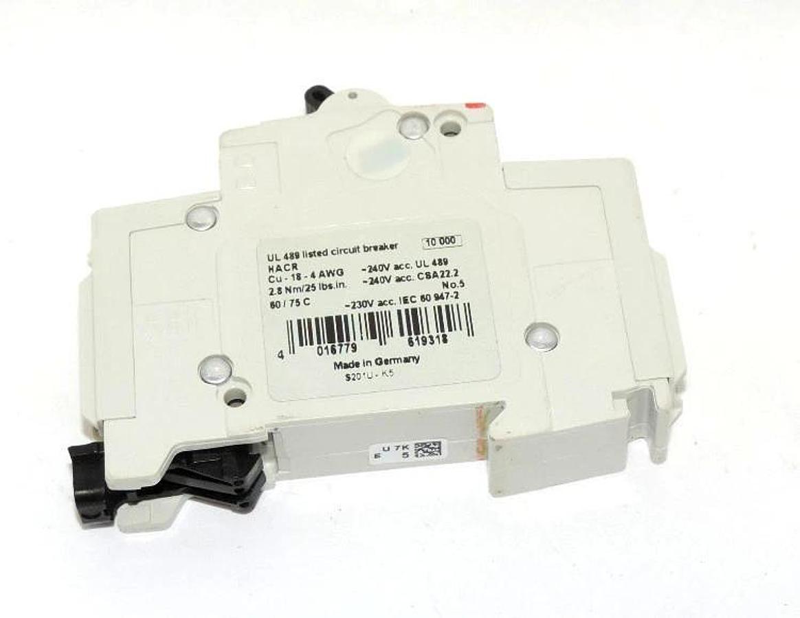 Used ABB S201U-K5A CIRCUIT BREAKER S201UK5 240V~ E212323, 50/60HZ