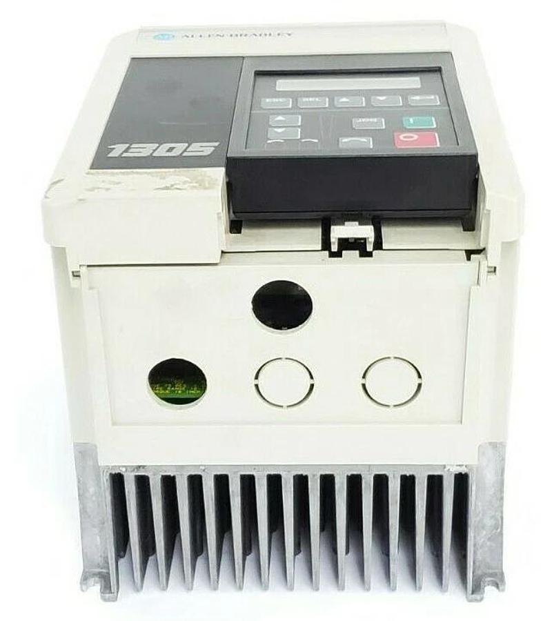 Used ALLEN BRADLEY 1305-BA03A-HA2 AC DRIVE SER. B  W/ 1201-HA2 (MISSING FRONT PLATE)