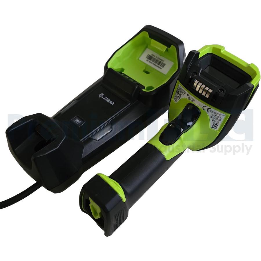 Used NEW ZEBRA DS3678-SR SCANNER SR/FIPS W/ CHARGING CRADLE, POWER ADAPTER, & BATT.