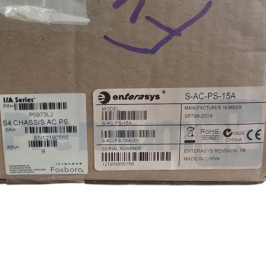 Invensys Foxboro Enterasys S-AC-PS-15A | P0973LJ S4 AC Power Supply SP799-Z01A