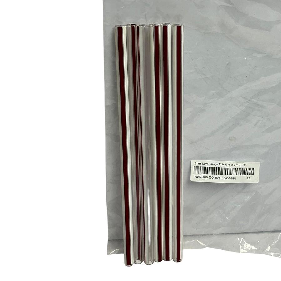 Lot of 6 High Pressure Tubular Glass Level Gauge 12" Red Line Sight Glass Tube