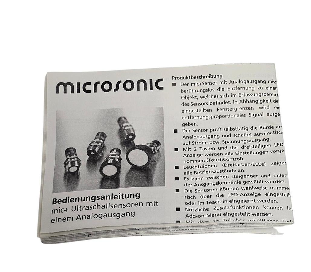 NEW MICROSONIC MIC+25/IU/TC ULTRASONIC SENSOR CH.-NR.: 1793700