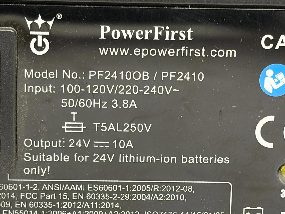 Used PowerFirst PF2410 PF2410OB 24V 10A Lithium-Ion Battery Charger Anderson SBS 75X
