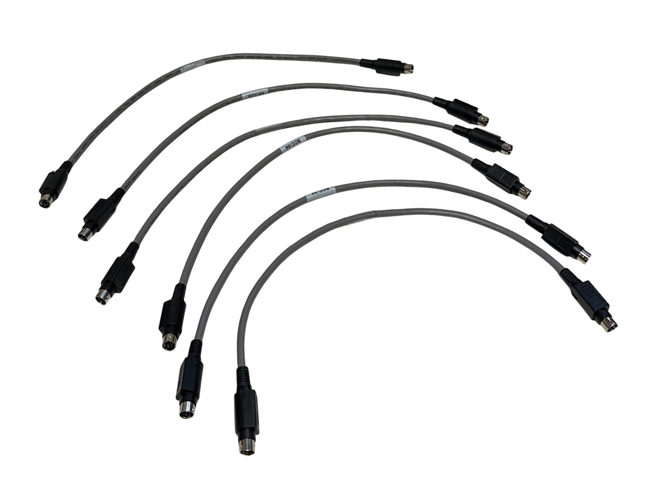 Used 6 UNBRANDED SCC-04 / SCC04 DOUBLE-ENDED CABLES GRAY 6-PIN NSNP