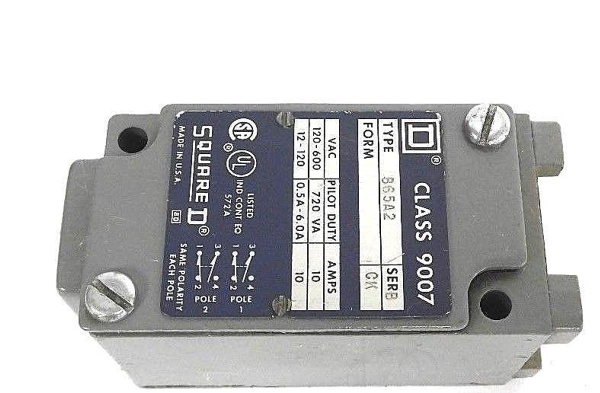 Used SQUARE D 9007-B65A2 LIMIT SWITCH 9007B65A2, SER. B, FORM: CK