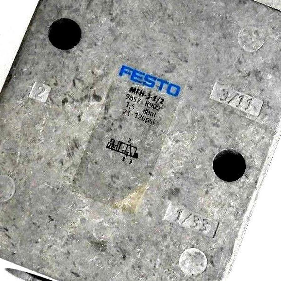 Used NIB FESTO MFH-3-1/2 SOLENOID VALVE 1,5 8BAR, 21-120PSI, MFH31/2