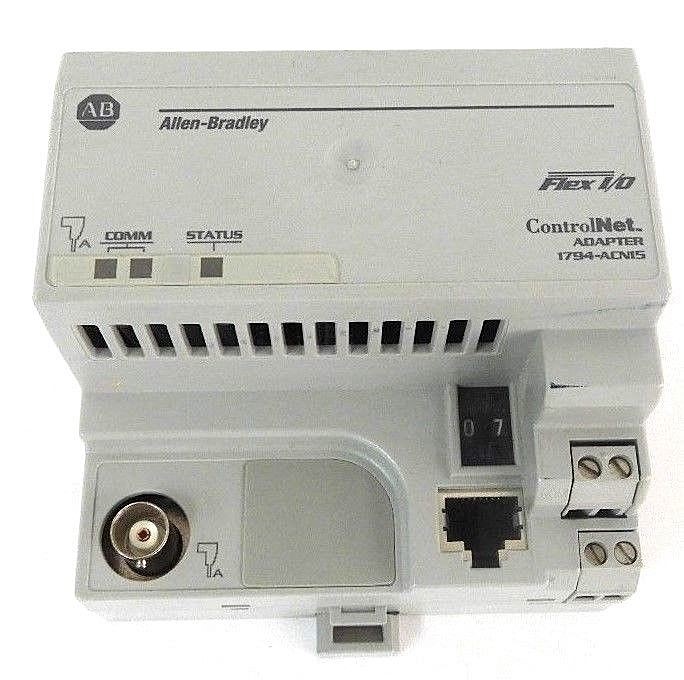 Used ALLEN BRADLEY 1794-ACN15 FLEX I/O CONTROLNET ADAPTER 1794ACN15, SER. C, REV. A01
