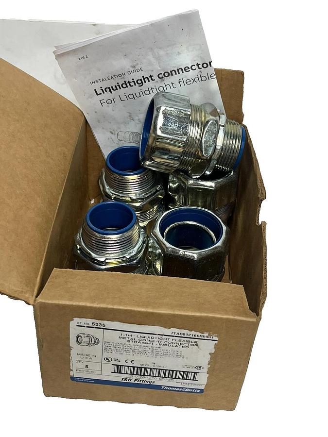 Box of 5) THOMAS & BETTS 5335 Liquidtight Connector | 1-1/4" Straight INSULATED