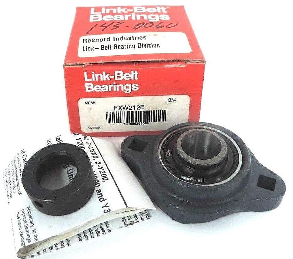 Used NIB LINK-BELT BEARINGS FXW212E FLANGE BEARING ECCENTRIC LOCKING 3/4IN BORE 2BOLT