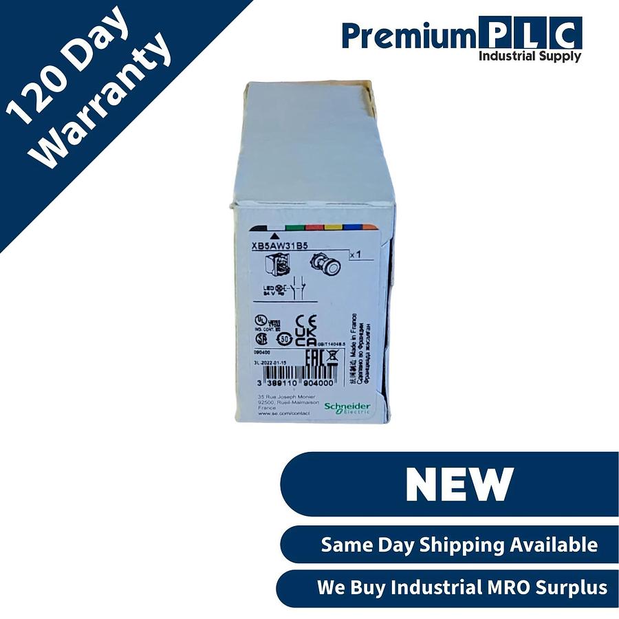 NEW SCHNEIDER ELECTRIC XB5AW31B5 ILLUMINATED PUSH BUTTON 22mm 1NO+1NC, 24V AC/DC