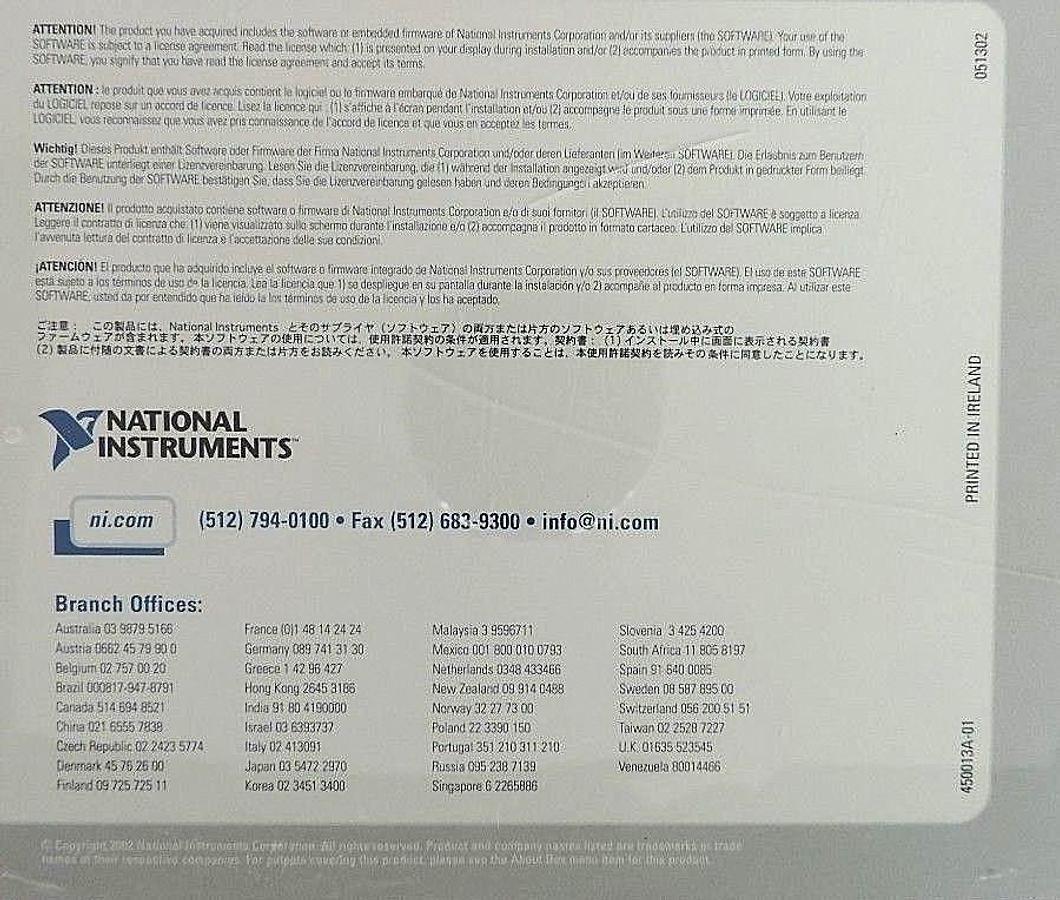 Used NEW NATIONAL INSTRUMENTS 500445T-00 NI-DAQ SOFTWARE FOR WINDOWS 2000/NT/XP/Me/9X