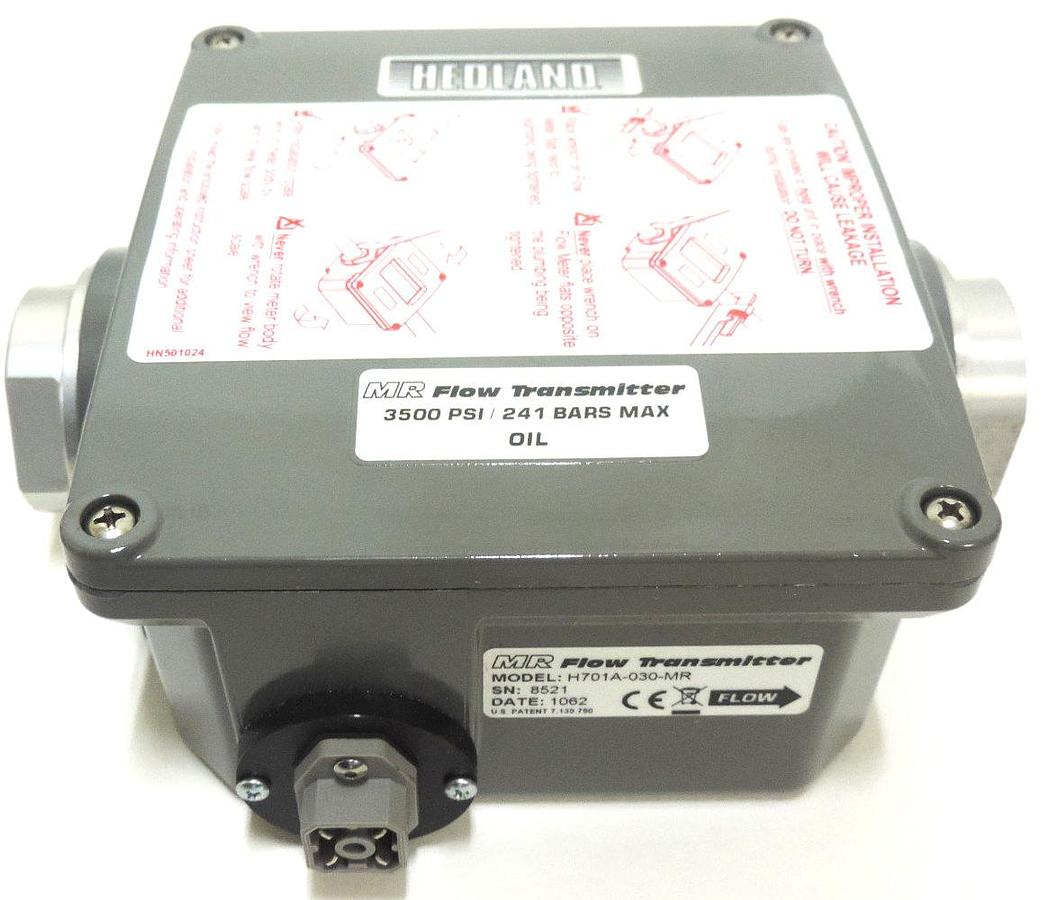 NIB HEDLAND H701A-030-MR FLOW METER 3/4" NPT OIL 30GPM, MR FLOW TRANSMITTER