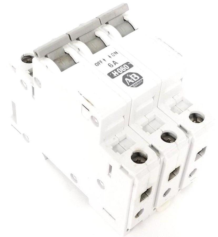 Used ALLEN BRADLEY 1492-CB3-H-060 CIRCUIT BREAKER 6AMP, 3POLE, SER. B