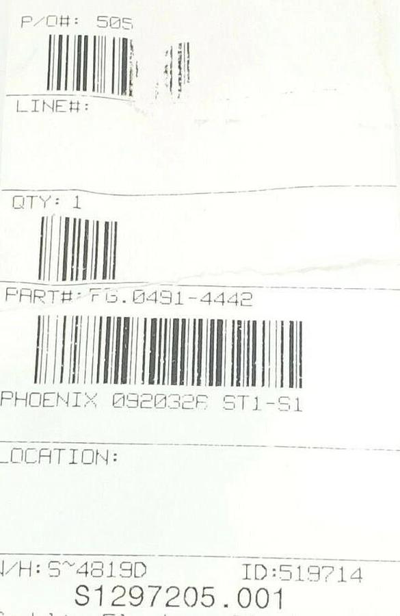 NEW PHOENIX CONTACT FG.0491-4442 FEED-THROUGH TERMINAL BLOCK 0920326, ST1-S1