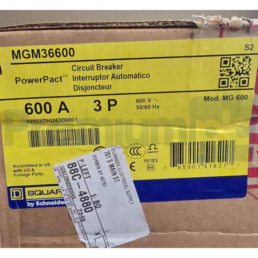 Used Square D MGM36600 PowerPact M-Frame Circuit Breaker 3-Pole 600A 600V NSFS