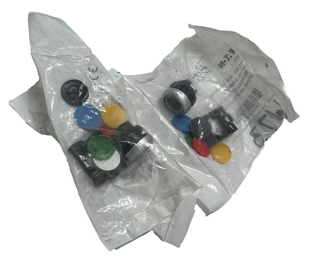 Used 2 Eaton M22-D-X-SWRGYB Pushbutton Operator 22.5mm Non-Illum Momentary MultiColor