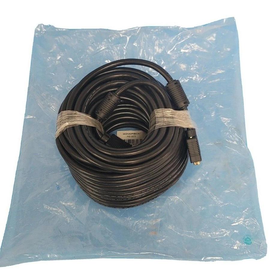 Used NEW MONOPRICE PID: 3573 Computer Video Cable: 75 ft Cable Lg, Black, SVGA (HD15)