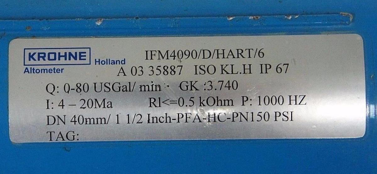 Used KROHNE IFC 090 FLOW METER MAGNETIC IFC090 KROHNE ALTOMETER IFM4090/D/HART/6
