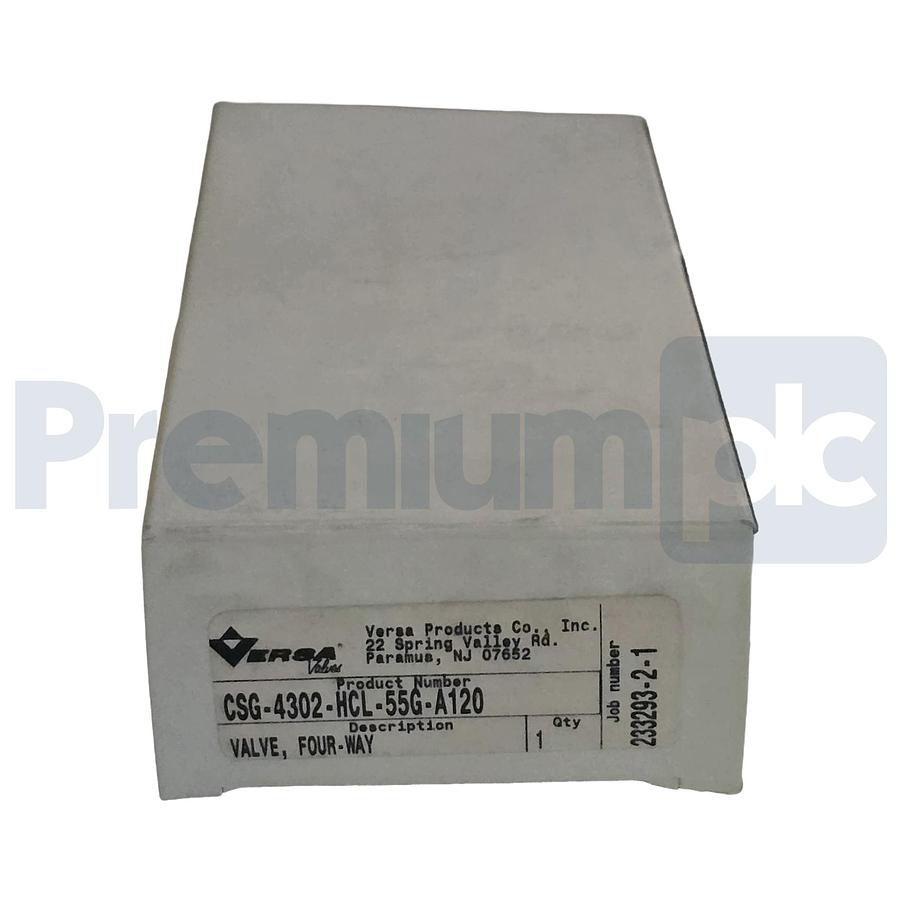 Used Versa Valves CSG-4302-HCL-55G-A120 Pneumatic 4-Way Valve, 120V AC, 1/4" NPT NSMP