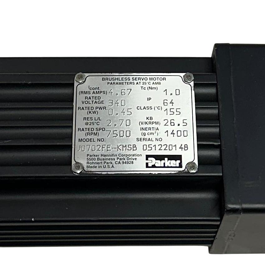 Used PARKER J0702FE-KMSB Gemini J-Series AC SERVO MOTOR 0.45kW 340V IP64 w/BRAKE USLN