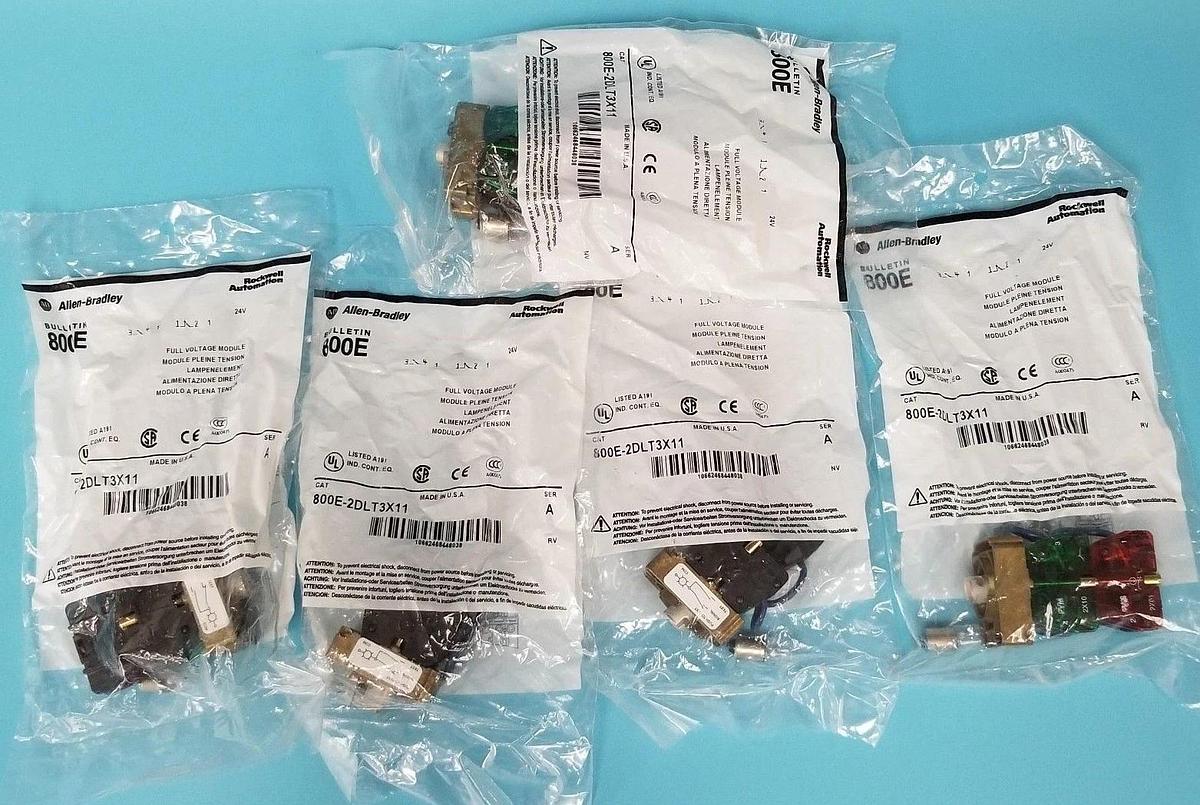 Used LOT OF 5 NEW ALLEN BRADLEY 800E-2DLT3X11 FULL VOLTAGE MODULES SER. A