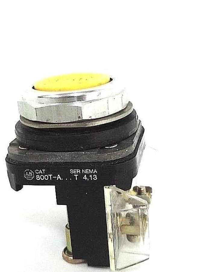 Used ALLEN BRADLEY 800T-A PUSHBUTTON 800TA, SER. T W/ 800T-XD1 SER. D CONTACT BLOCK