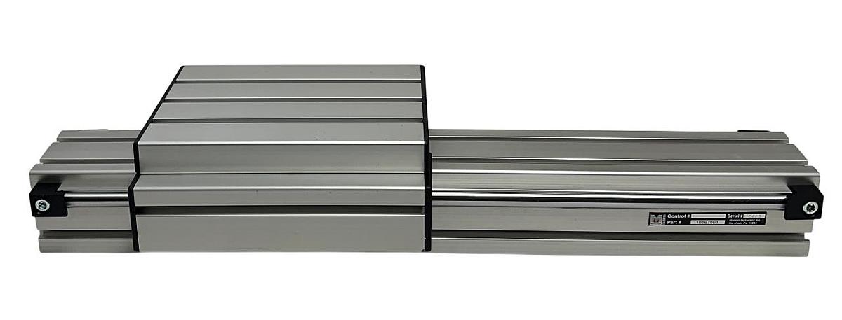 Used MACRON DYNAMICS 10187001 LINEAR SLIDE RAIL ACTUATOR 26'' DAMAGED PLASTIC NSNP