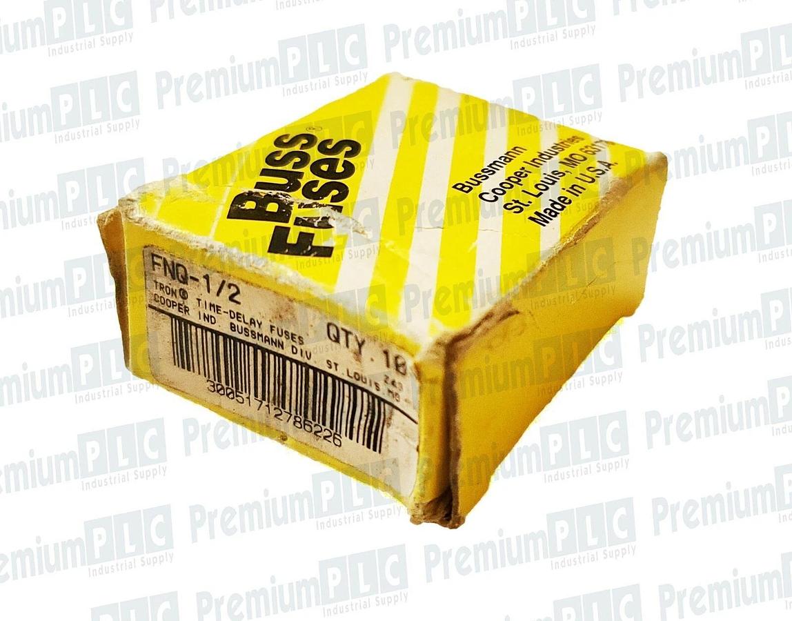 Used BOX OF 10 COOPER BUSSMANN FNQ-1/2 TRON FUSES CLASS MIDGET 1/2 AMP 500V NIB