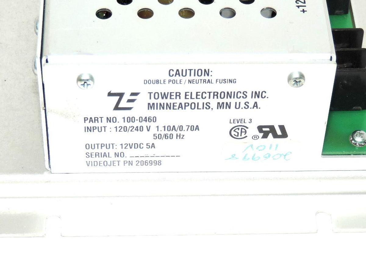 Used TOWER ELECTRONICS 100-0460 POWER SUPPLY 120/240V 1.10A/0.70A 50/60HZ
