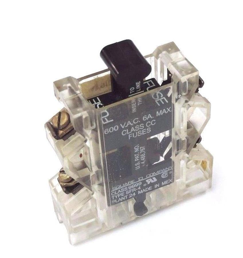 Used SQUARE D 9999-SFR4 CIRCUIT FUSE HOLDER 9999SFR4, 600 VAC 6A MAX CLASS CC FUSES