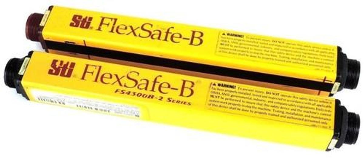 Used STI FLEXSAFE B FS4300B-2 SERIES LIGHT CURTAIN SET 8" FS4308B-2R-1, FS4308B-2X-1