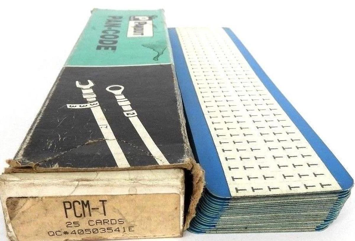 Used BOX OF 21 NEW PANDUIT PCM-T PRE-PRINTED WM CARD VINYL CLOTH