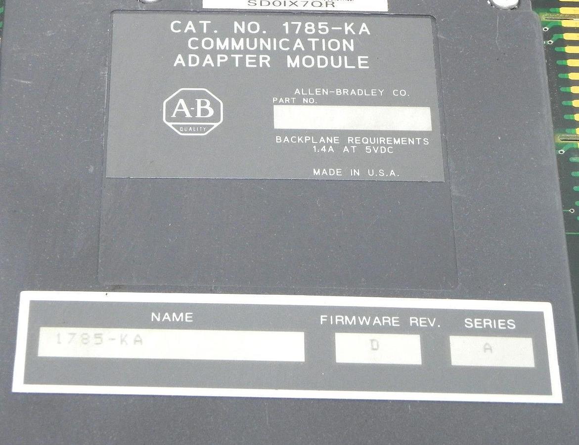 Used ALLEN BRADLEY 1785-KA COMMUNICATION ADAPTER MODULE SER. A F/W REV. D