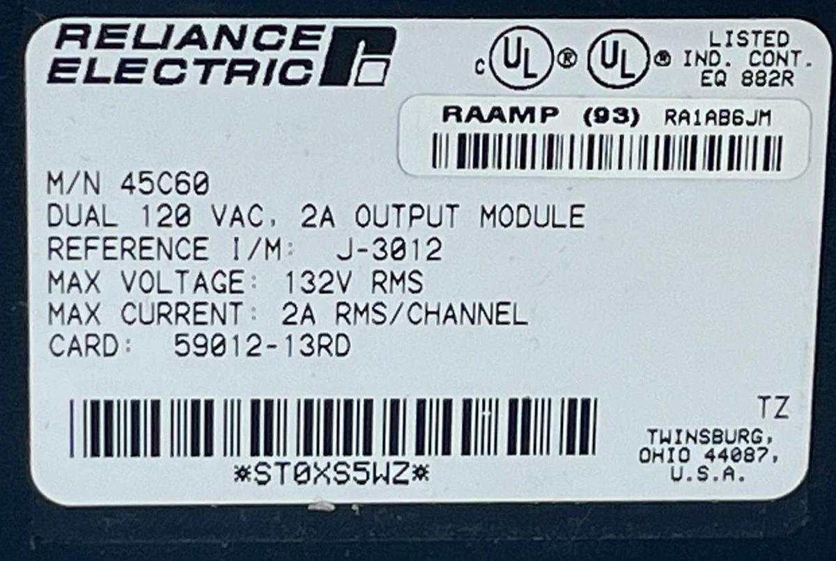 Reliance Electric AutoMate 45C60 Dual Output Module | 120VAC 2A | Rev 45C60