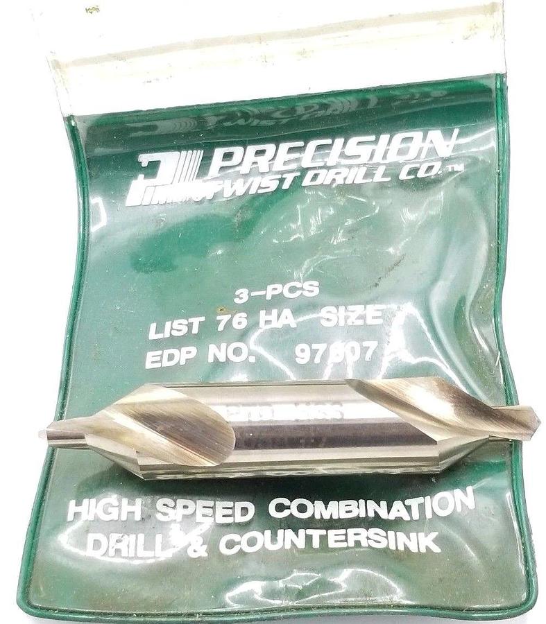NEW PRECISION TWIST DRILL LIST 76 HA SIZE 7 EDP NO. 97607 HSS DRILL COUNTERSINK
