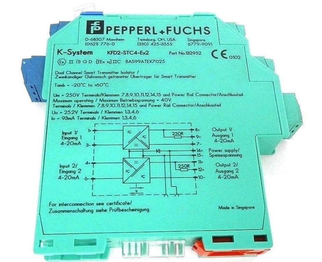 Used PEPPERL + FUCHS KFD2-STC4-EX2 2-WIRE SMART TRANSMITTERS P/N: 132952