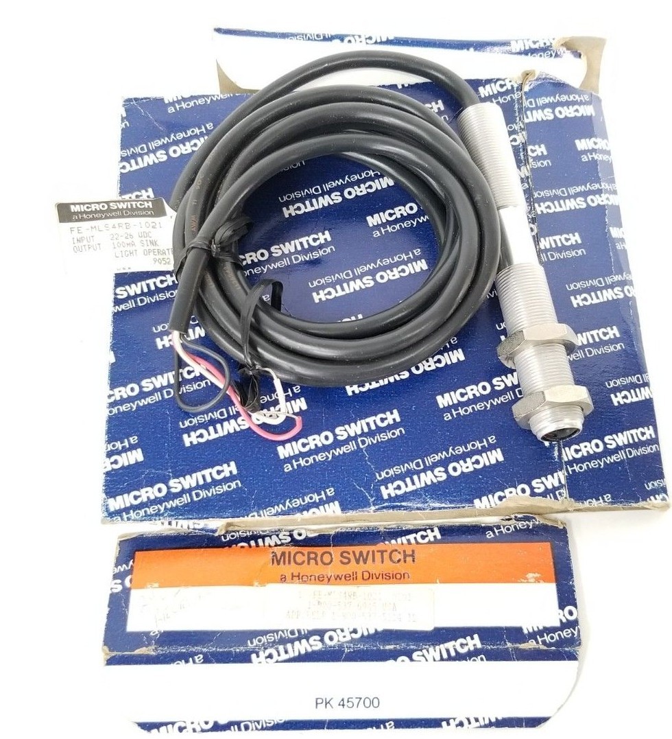 Used NIB HONEYWELL MICRO SWITCH FE-MLS4RB-1021 PHOTOELECTRIC SENSOR 22-26VDC