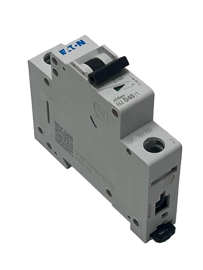 Used Eaton FAZ-D40/1-SP Miniature Circuit Breaker 40A Single Pole D Curve UL 1077